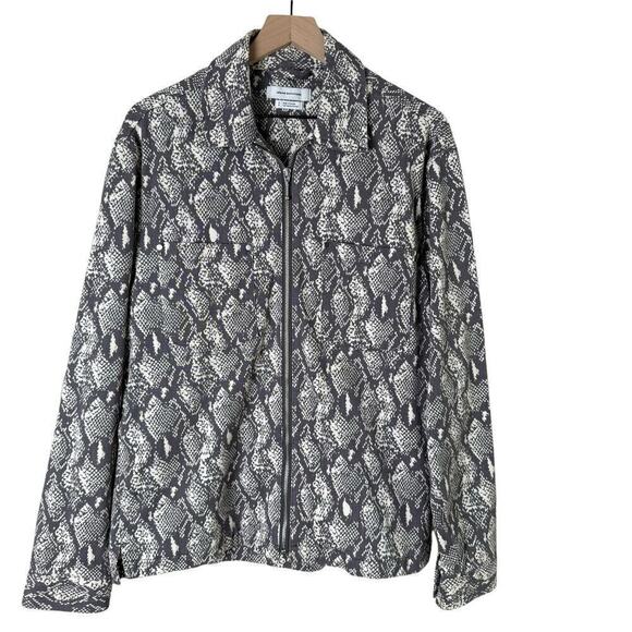 Urban Outfitters Snake Print Zip-Up Overshirt Jacket in Gray, Size Small - Picture 2 of 15